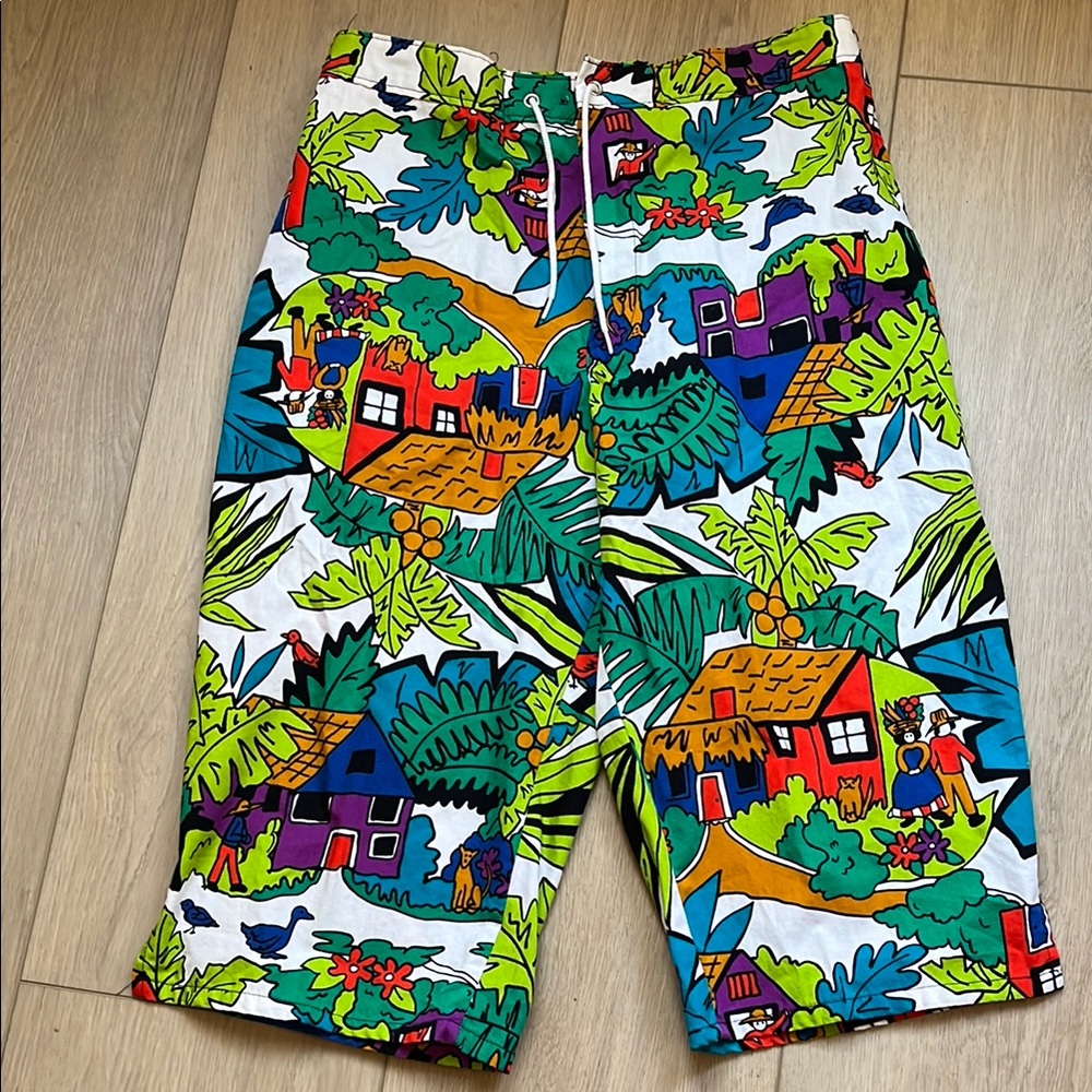 Vintage Cal Surf Colorful Graphic Men Shorts Size Medium Hawaiian print